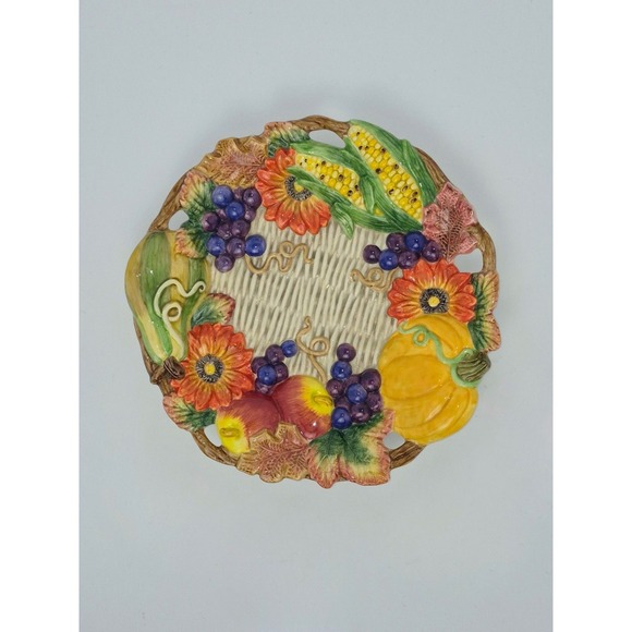 Fitz and Floyd Other - Fitz & Floyd Autumn Bounty Canape Plate 9.5" Harvest Vegetable Fruit